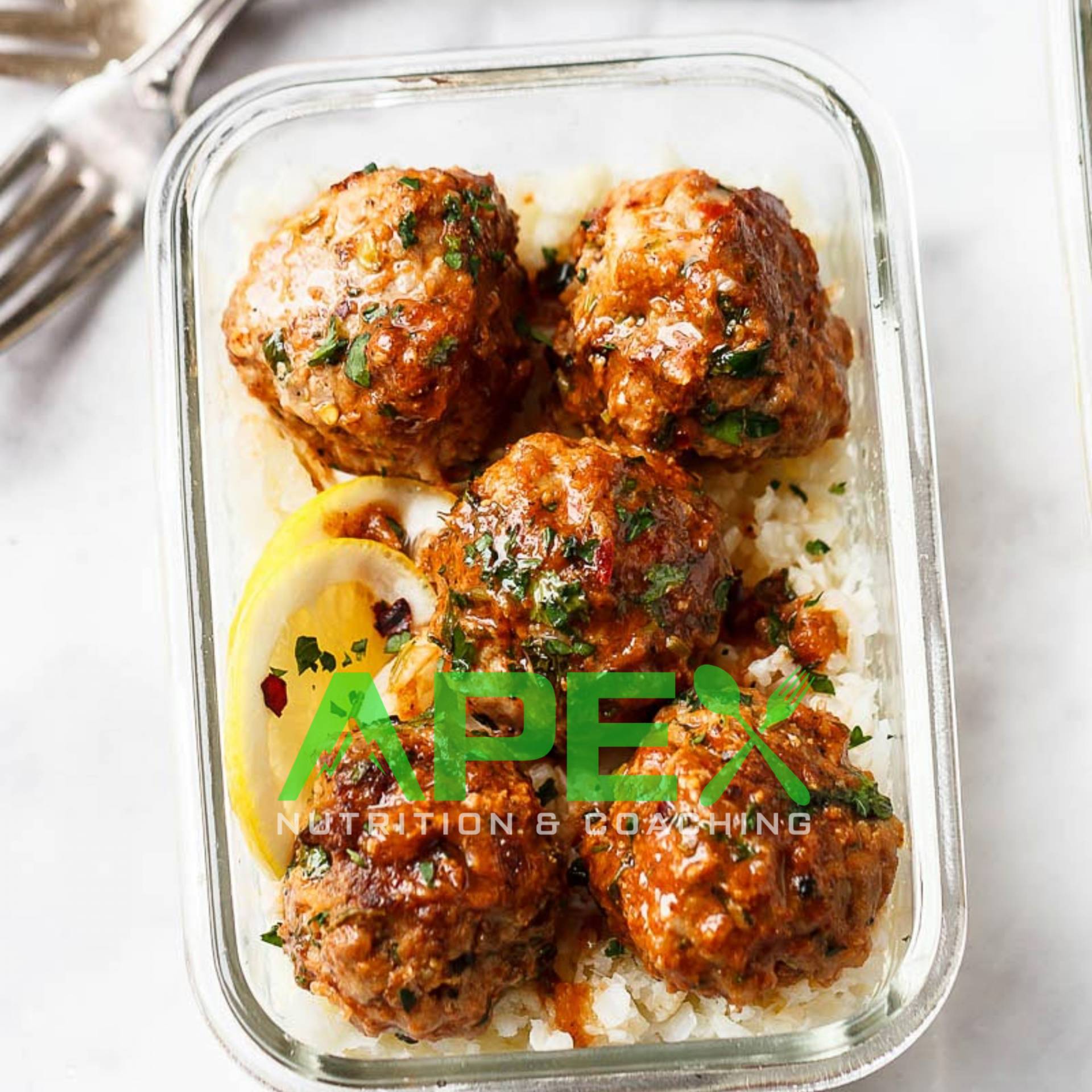 Garlic Butter Chicken Meatballs with Cauliflower Rice