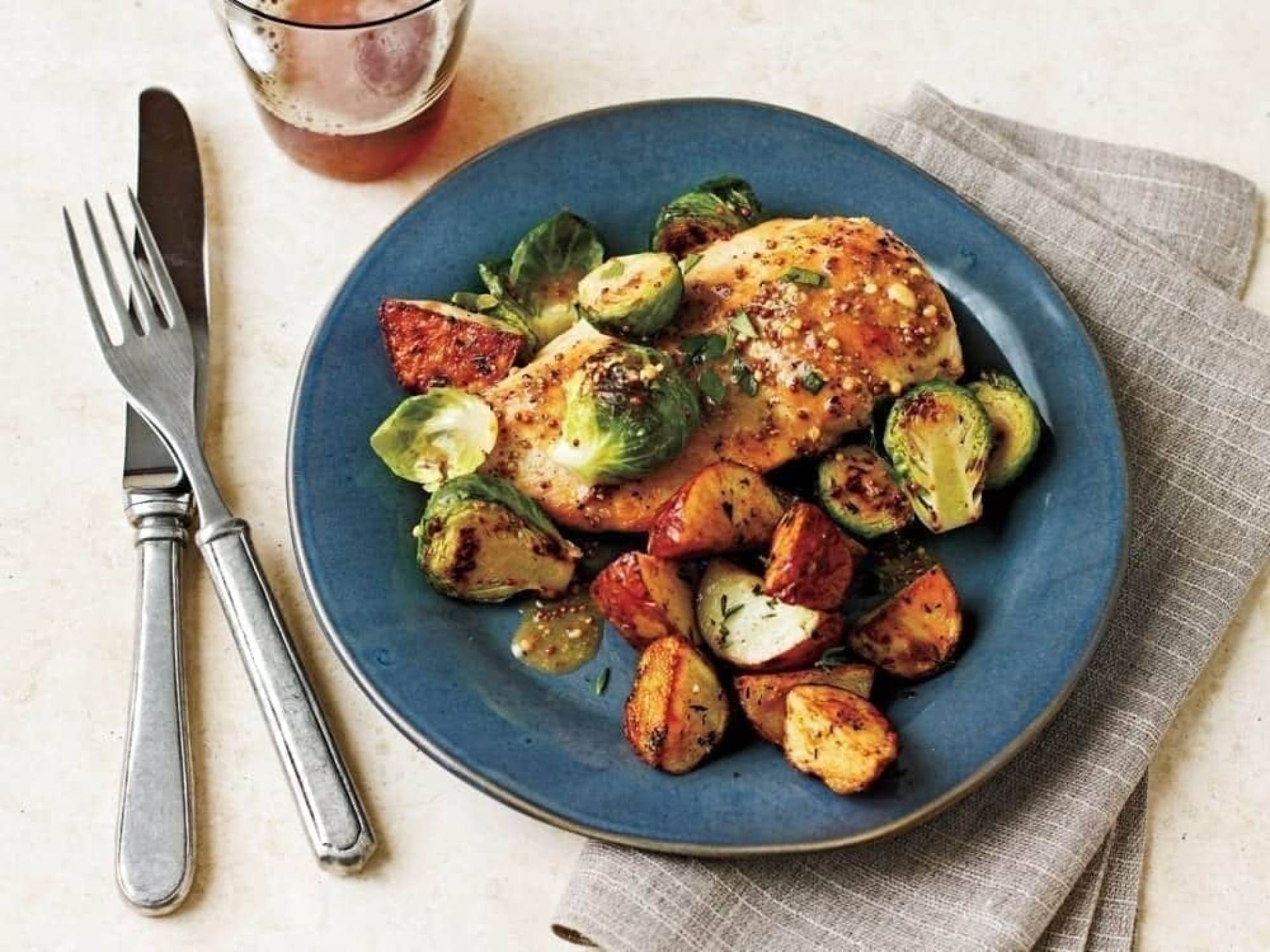 Chicken & Brussel Sprouts w/ Mustard Sauce and Cauliflower Rice