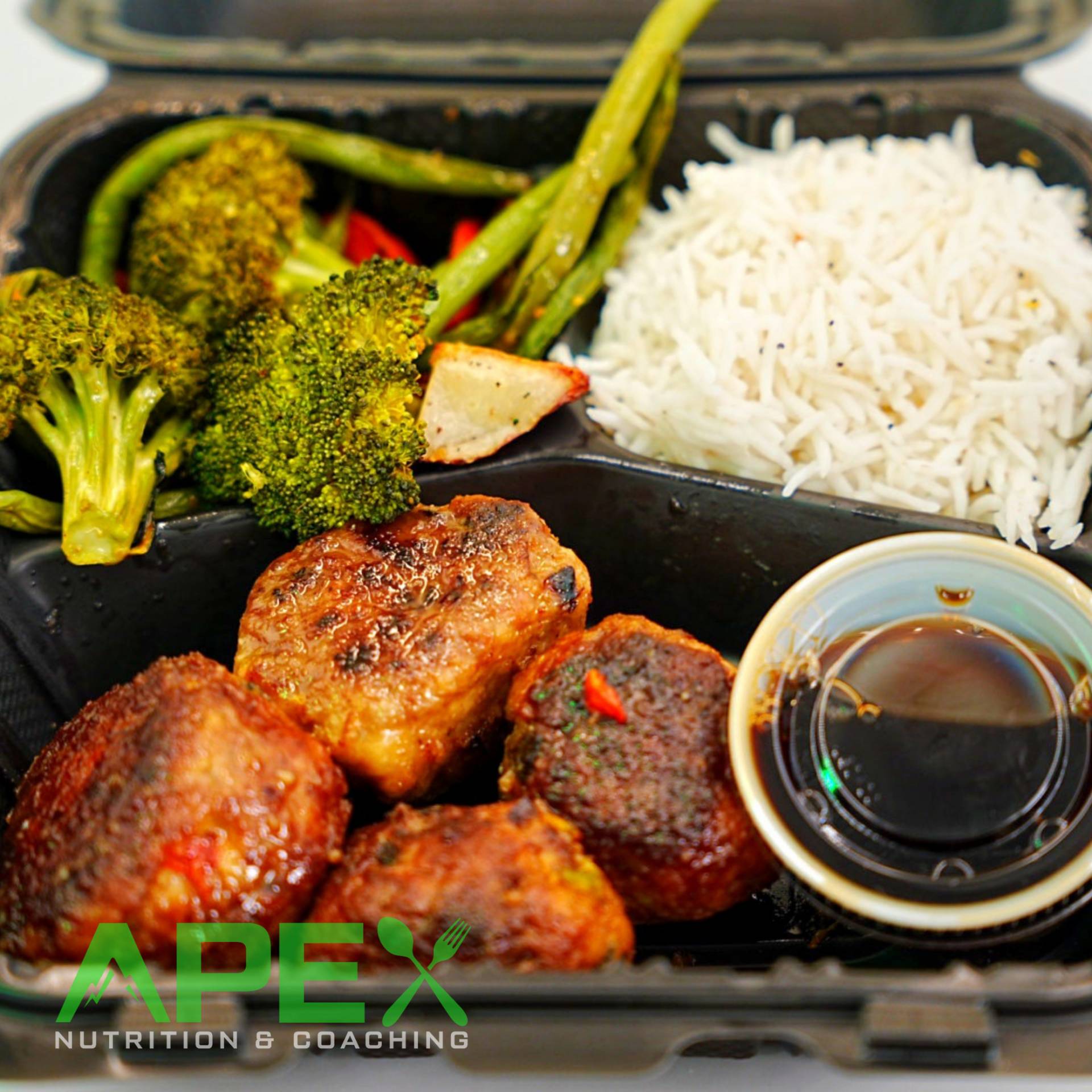 Ponzu Meatballs w/ Rice & Mixed Veggies