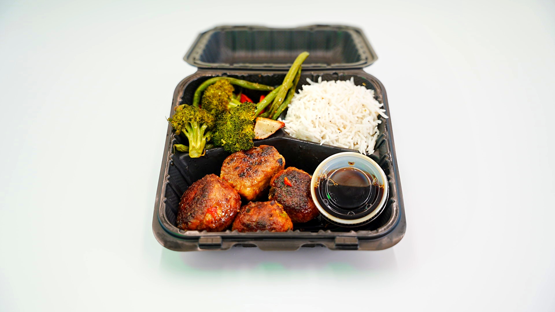 Ponzu Meatballs w/ Rice & Mixed Veggies