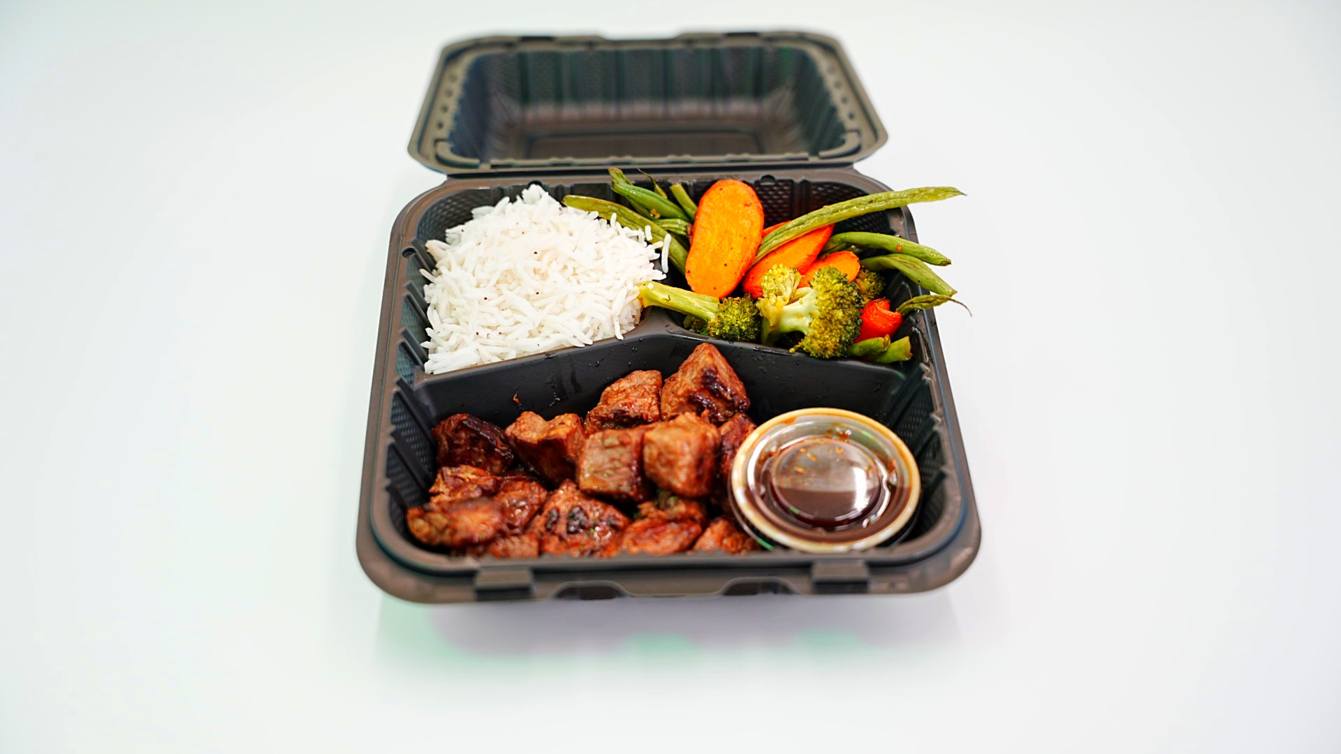 Korean BBQ Steak w/ Rice & Mixed Veggies