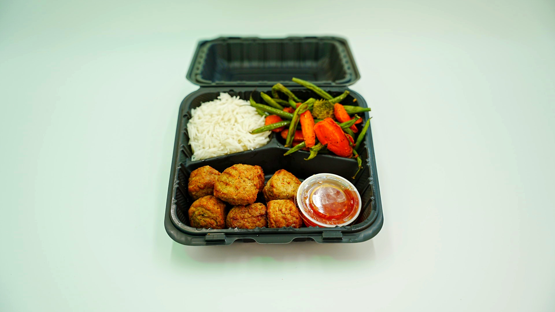 Sweet & Sour Meatballs w/ Rice & Mixed Veggies