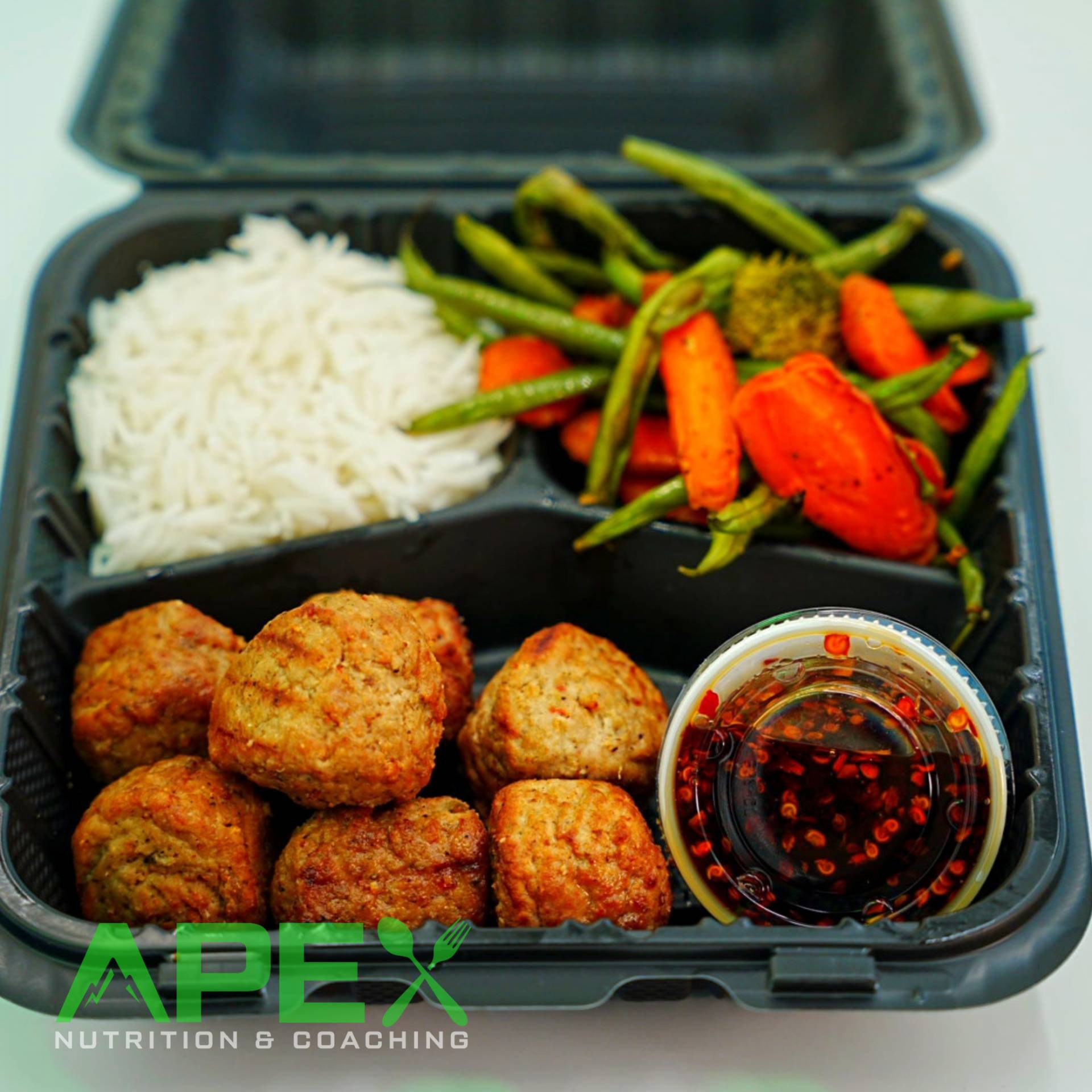 Teriyaki Meatballs w/ Rice & Mixed Veggies