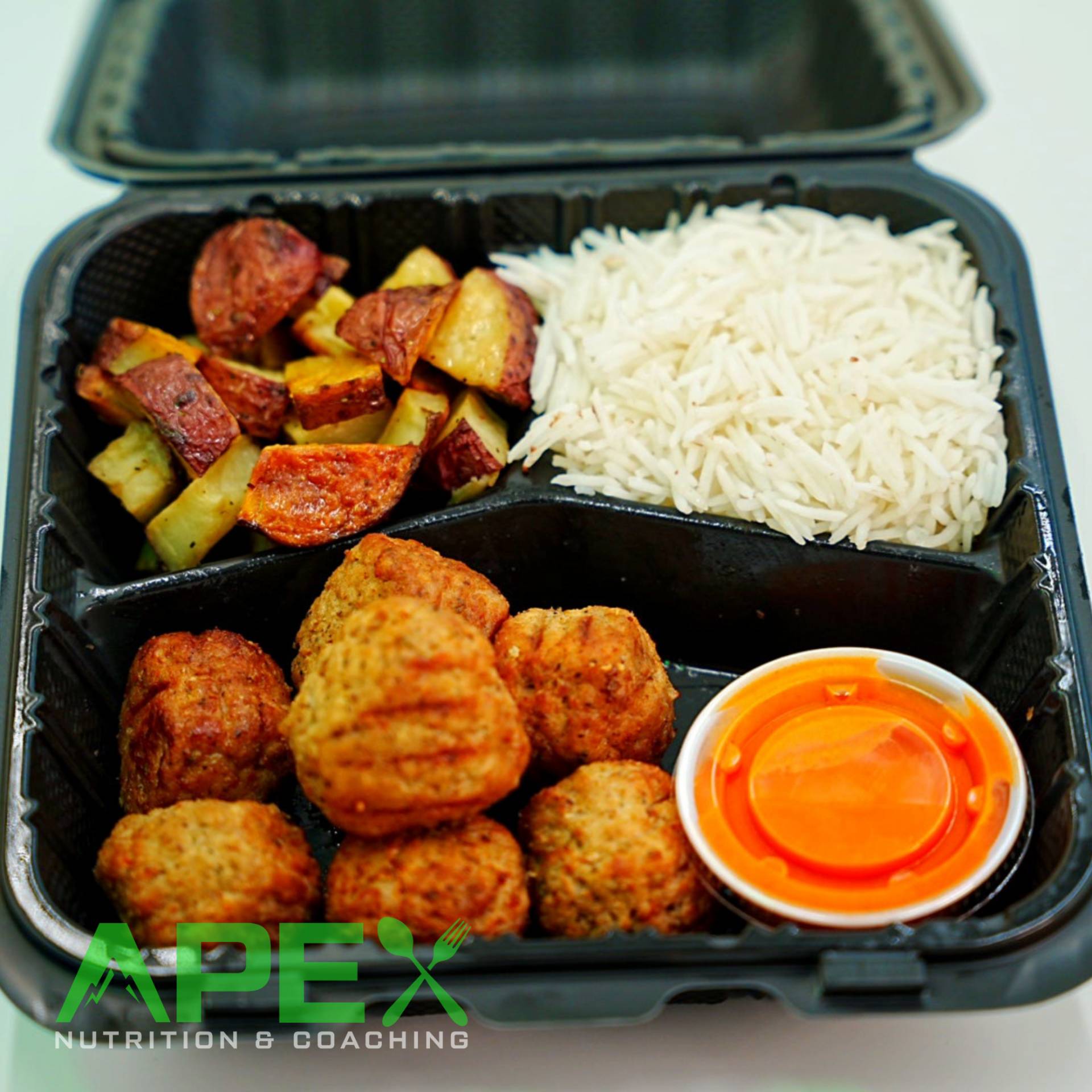 Buffalo Meatball Power Bowl w/Potatoes & Rice