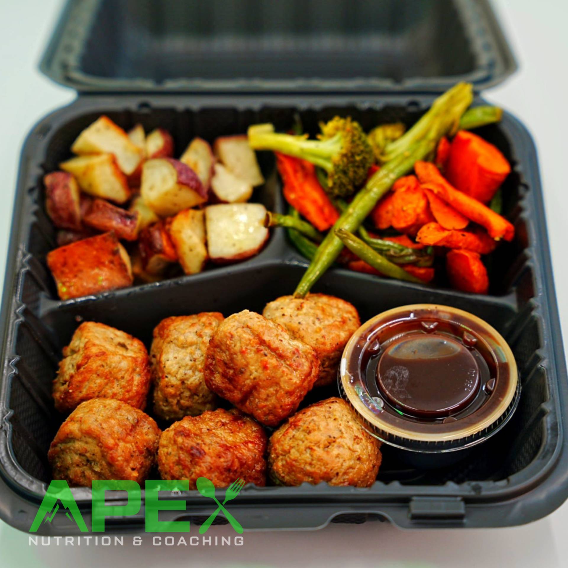 Balsamic Glazed Meatballs w/Potatoes & Mixed Veggies