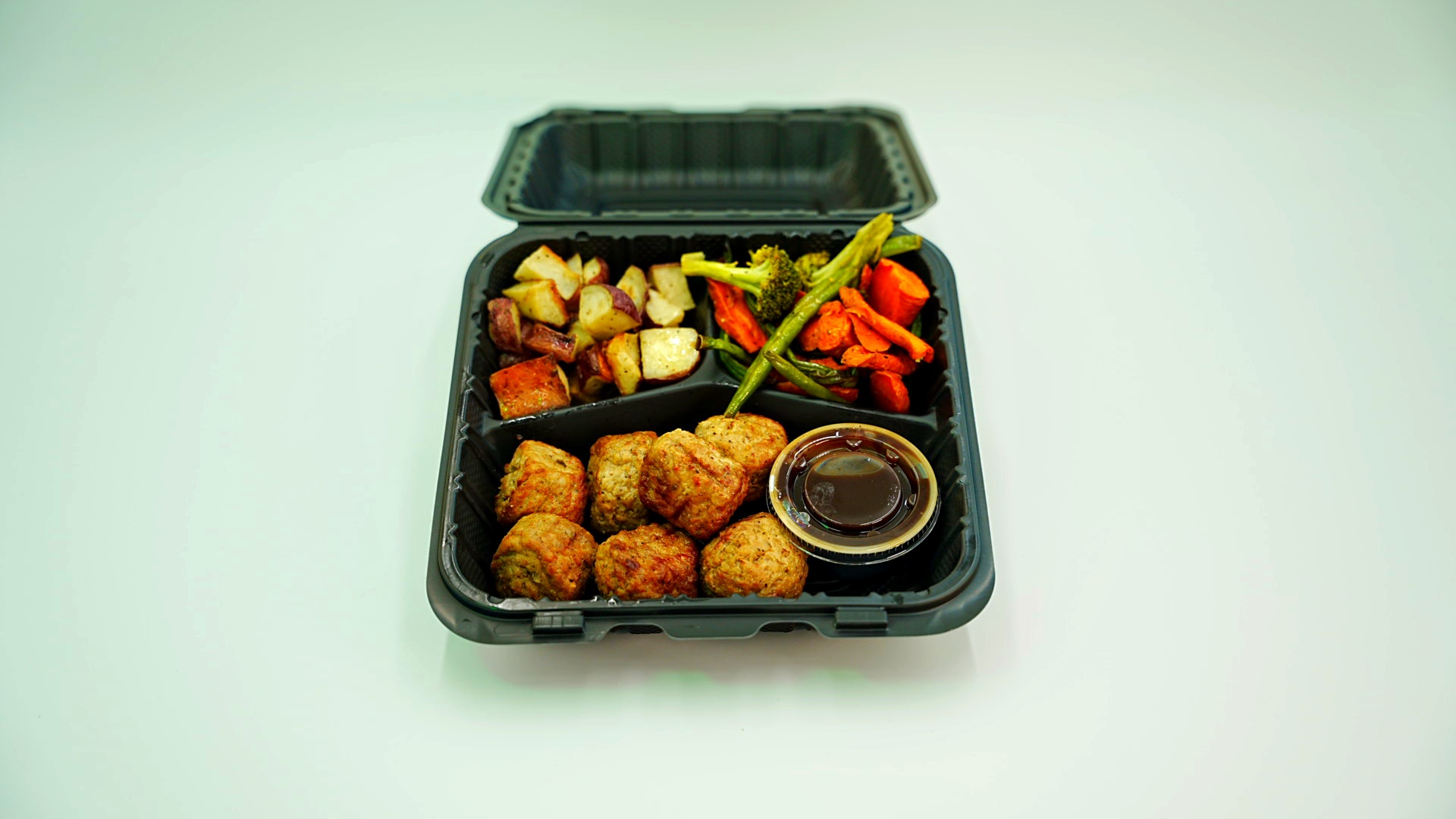 Balsamic Glazed Meatballs w/Potatoes & Mixed Veggies