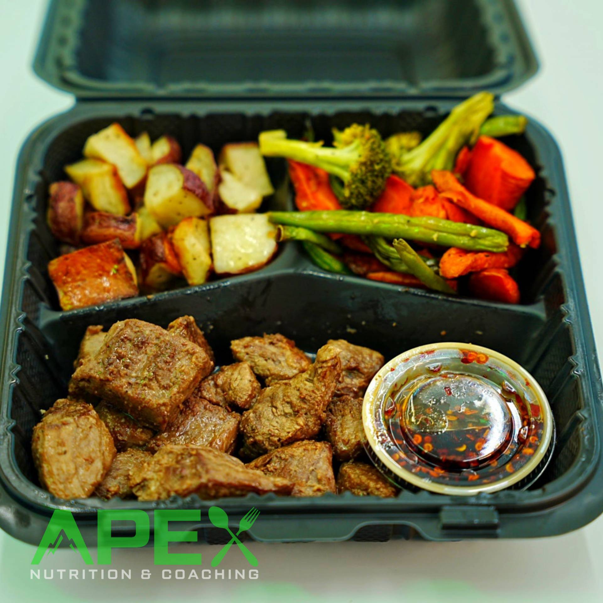 Teriyaki Steak w/Potatoes & Mixed Veggies